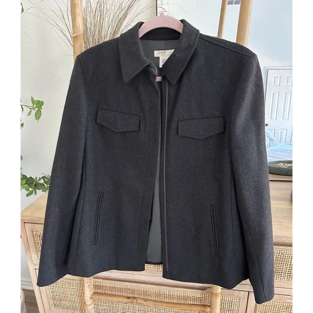 J Crew Gray Wool Jacket Sz M